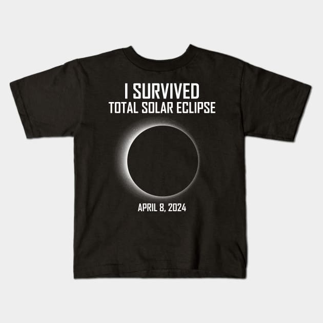 I Survived Total Solar Eclipse April 8, 2024 Kids T-Shirt by RadRetro